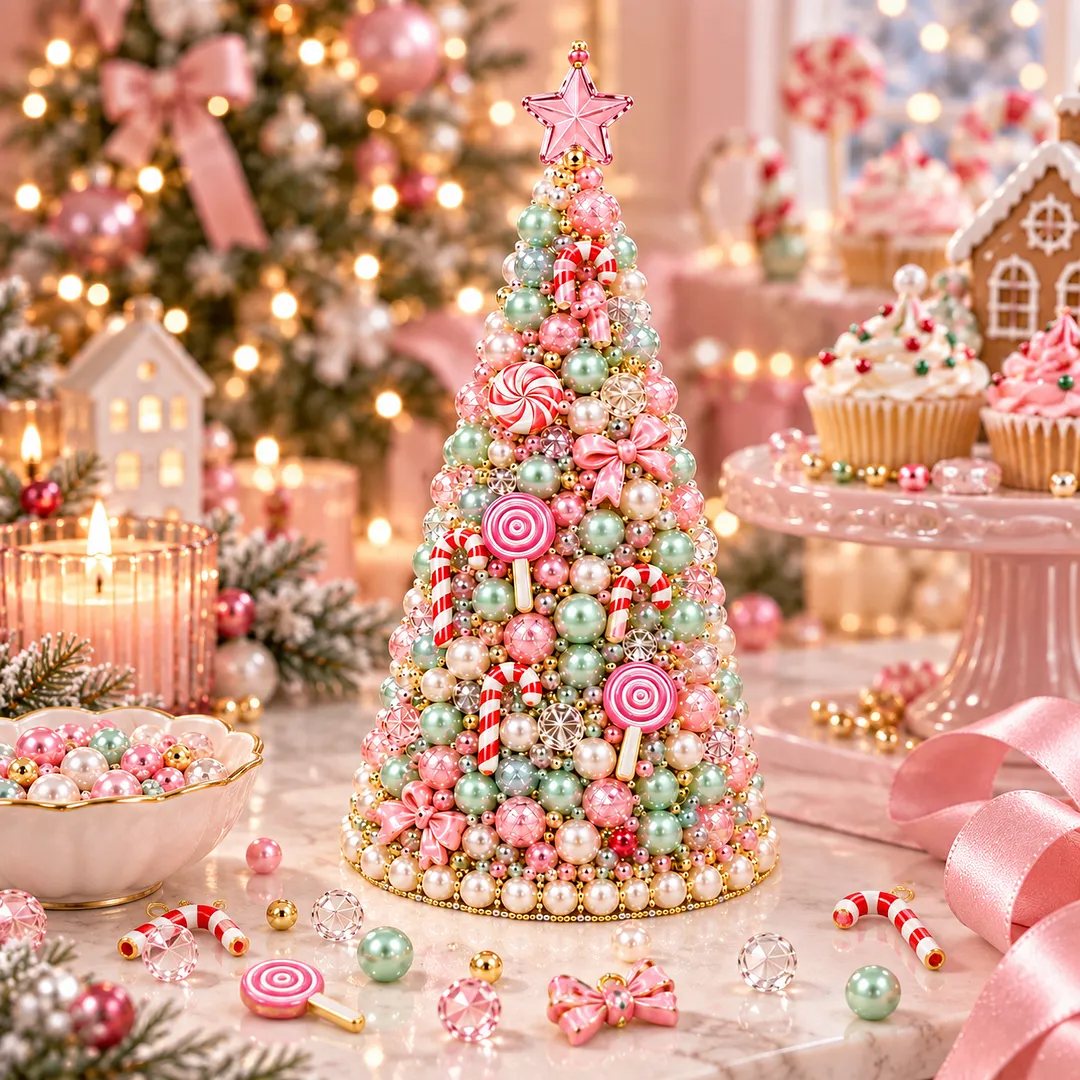 DIY Beaded Pearl Art Christmas Tree – Ornament Kit Holiday Decor