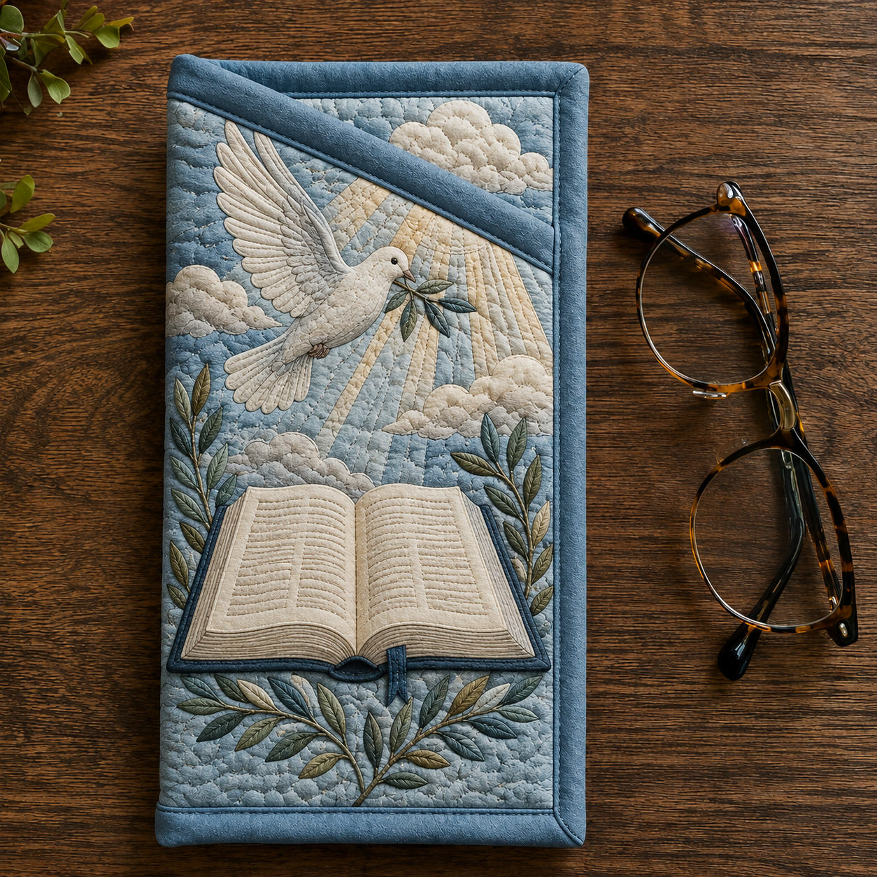 Dove & Open Bible Quilted Eyeglass Case