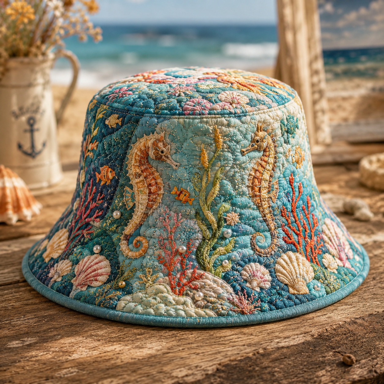 Seahorse Coral Reef Quilted Fishing Hat