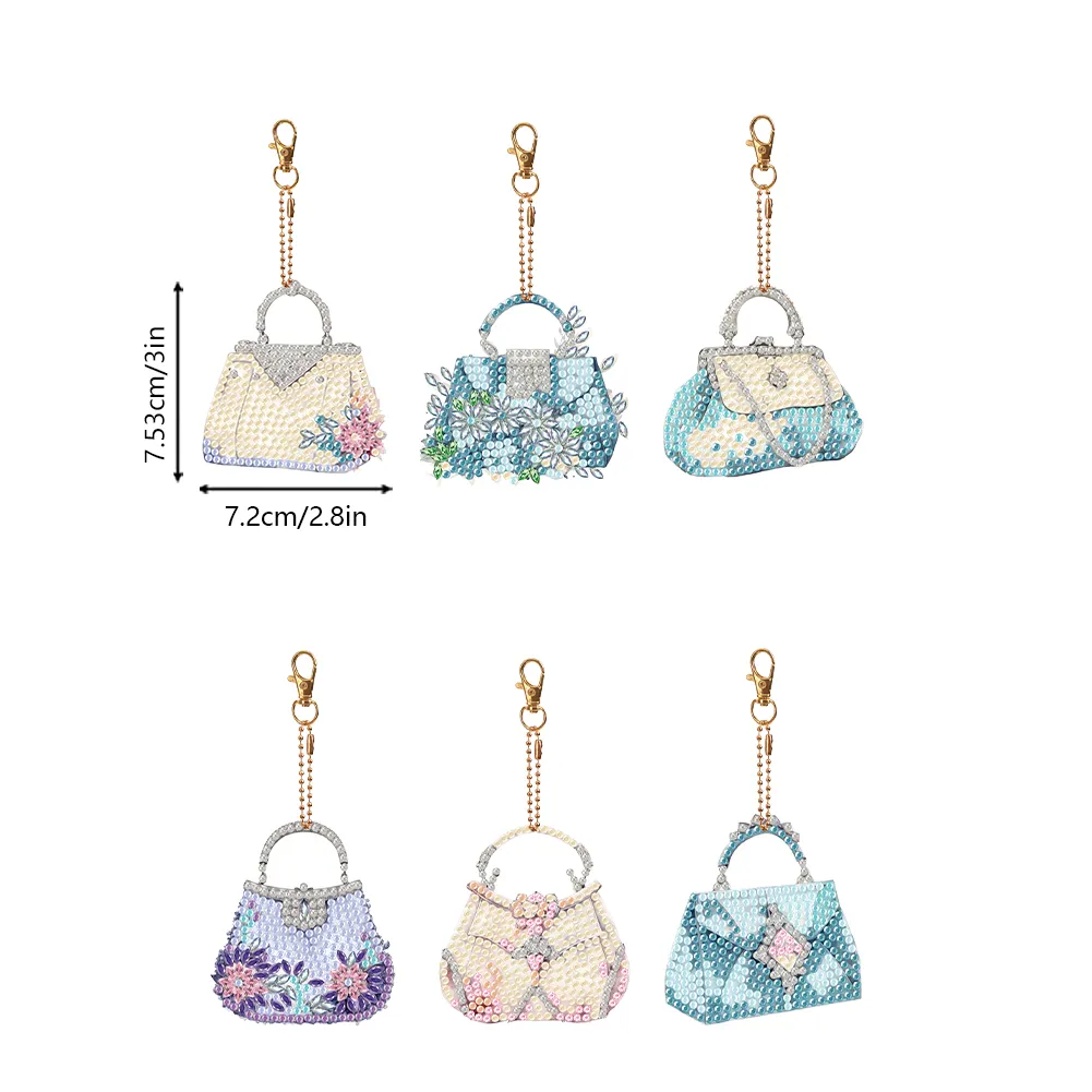DIY Handbag-6Pcs Diamond painting keychain（Double-Sided)