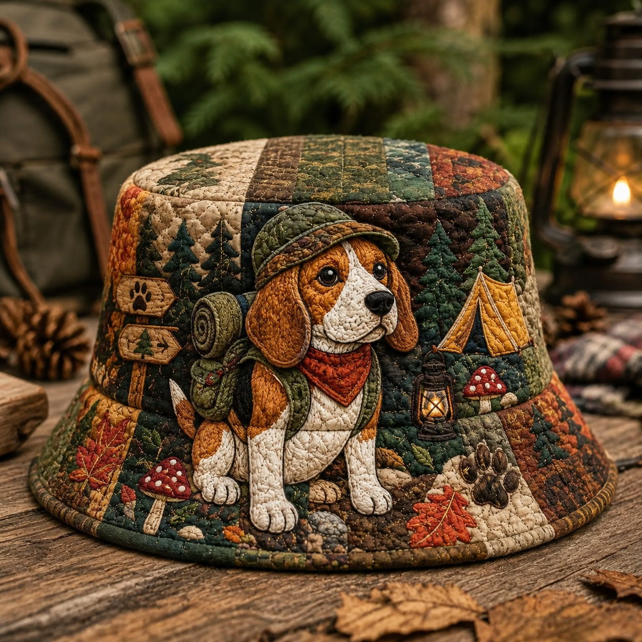 Beagle Adventure Camp Quilted Fishing Hat