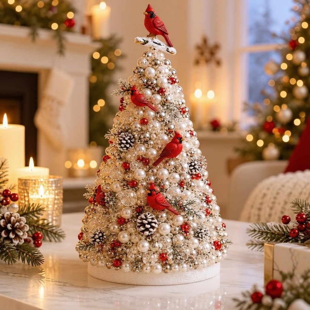 DIY Beaded Pearl Art Christmas Tree – Ornament Kit Holiday Decor
