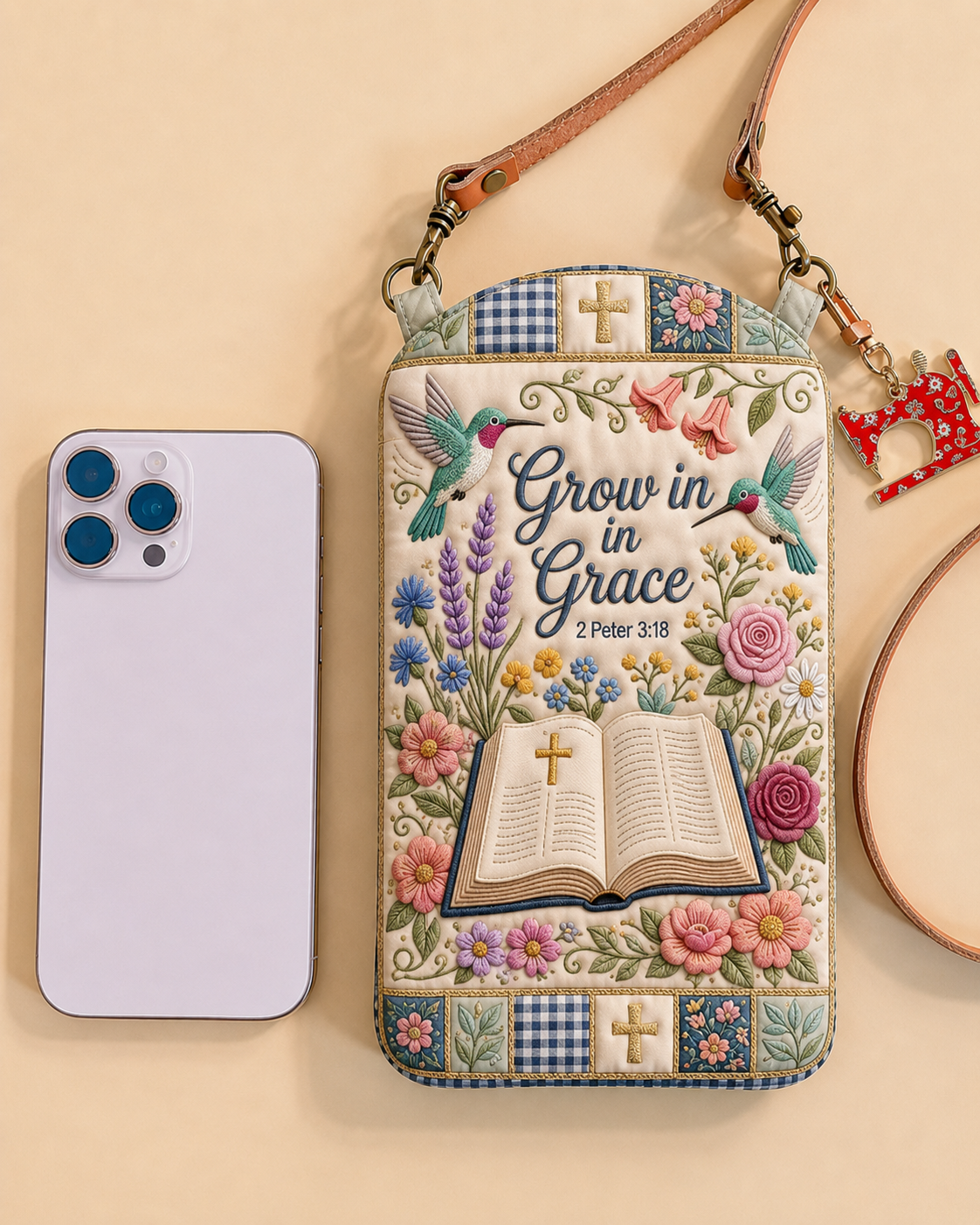 Grow in Grace Floral Quilted Slim Phone Crossbody Bag
