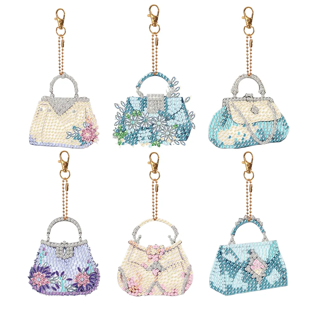 DIY Handbag-6Pcs Diamond painting keychain（Double-Sided)
