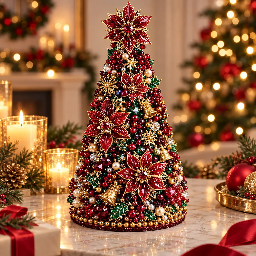 DIY Beaded Pearl Art Christmas Tree – Ornament Kit Holiday Decor