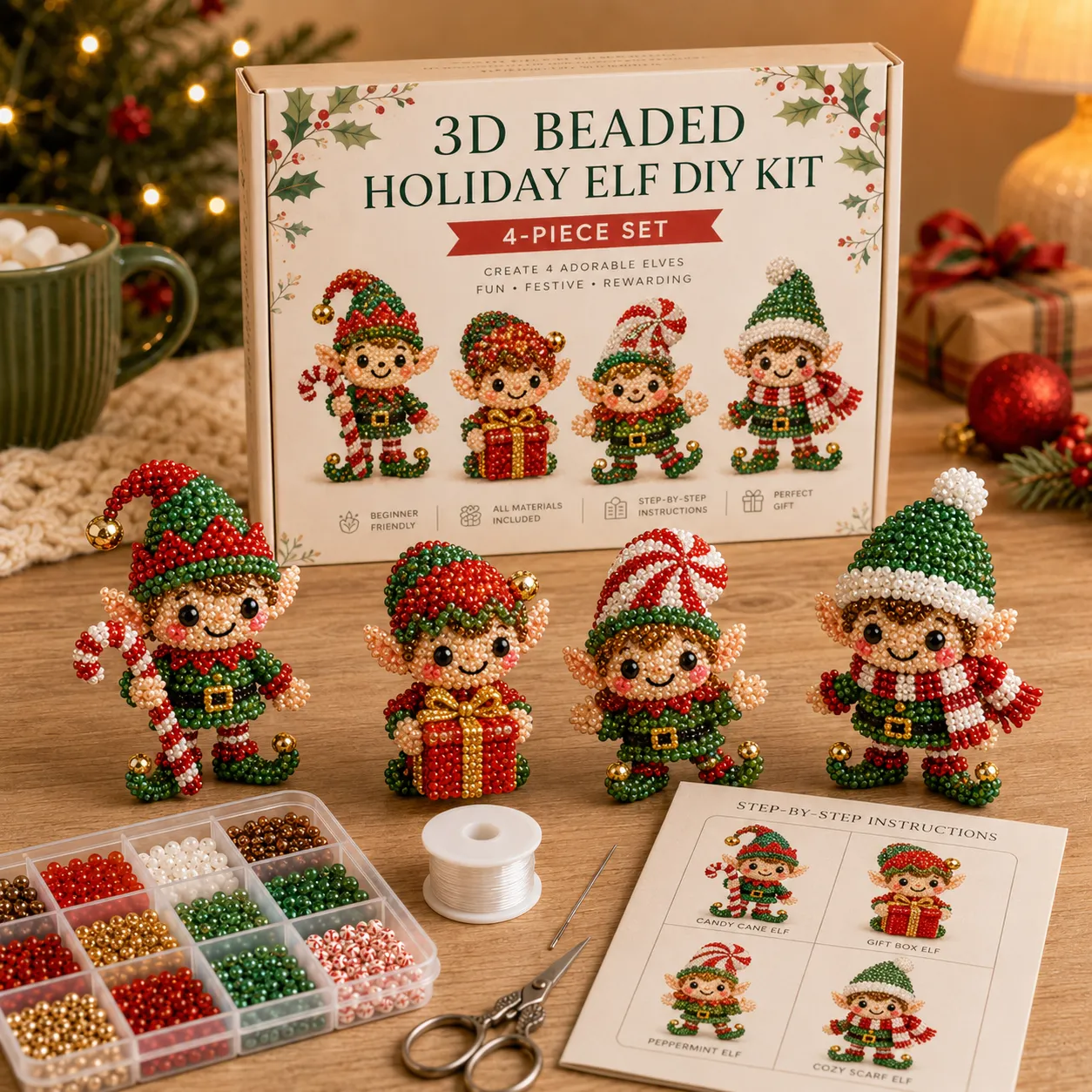 3D Beaded Magical Elf DIY Kit – Cute Fantasy Craft Collectibles