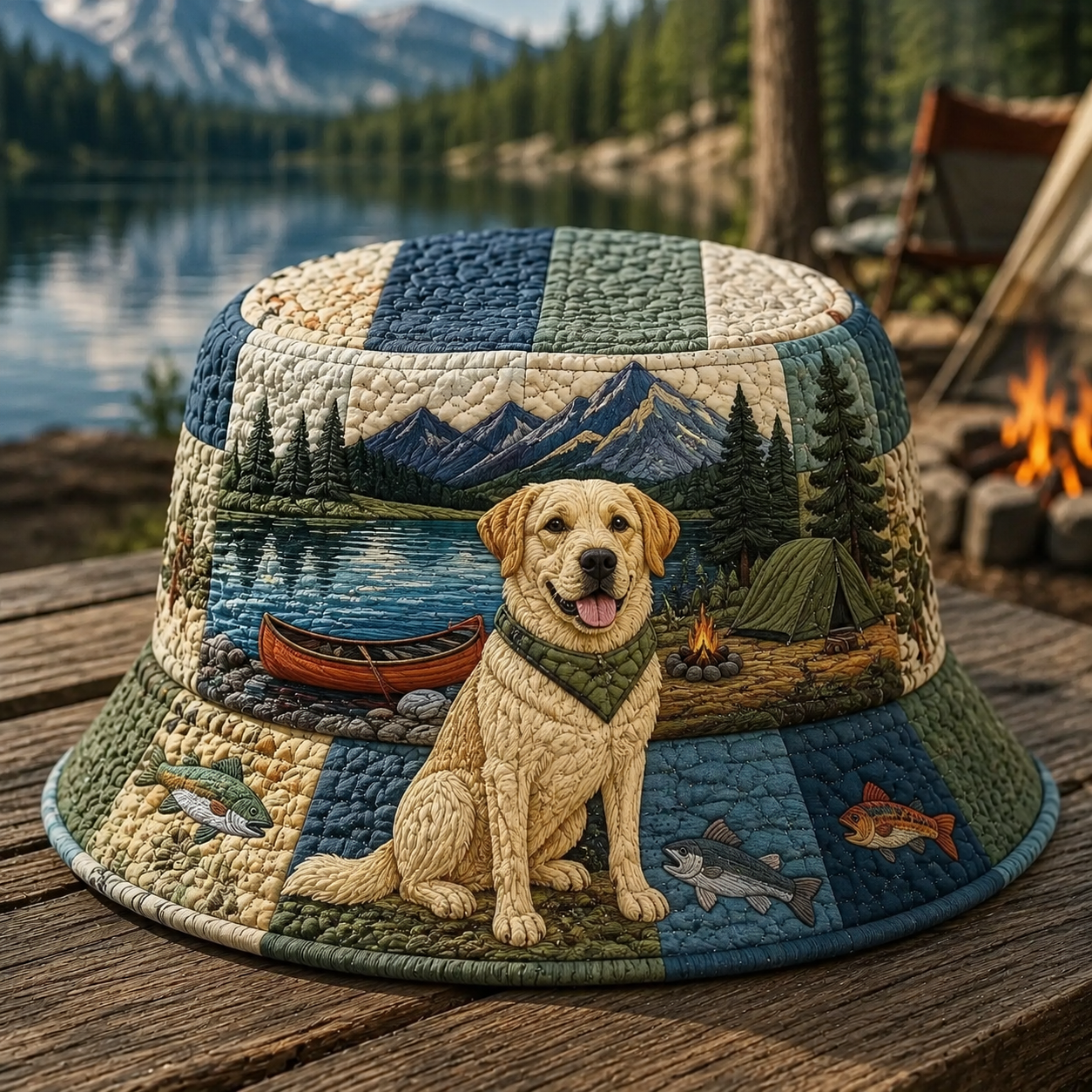 Lakeside Labrador Camping Quilted Fishing Hat