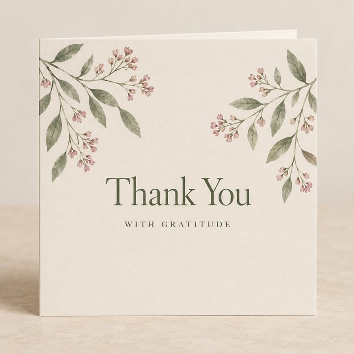 Complimentary Thank you card preview