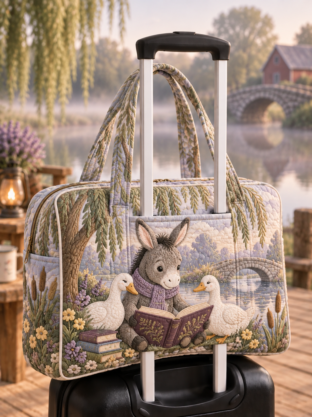Donkey Duckling Storytime Quilted Weekender Bag With Trolley Sleeve