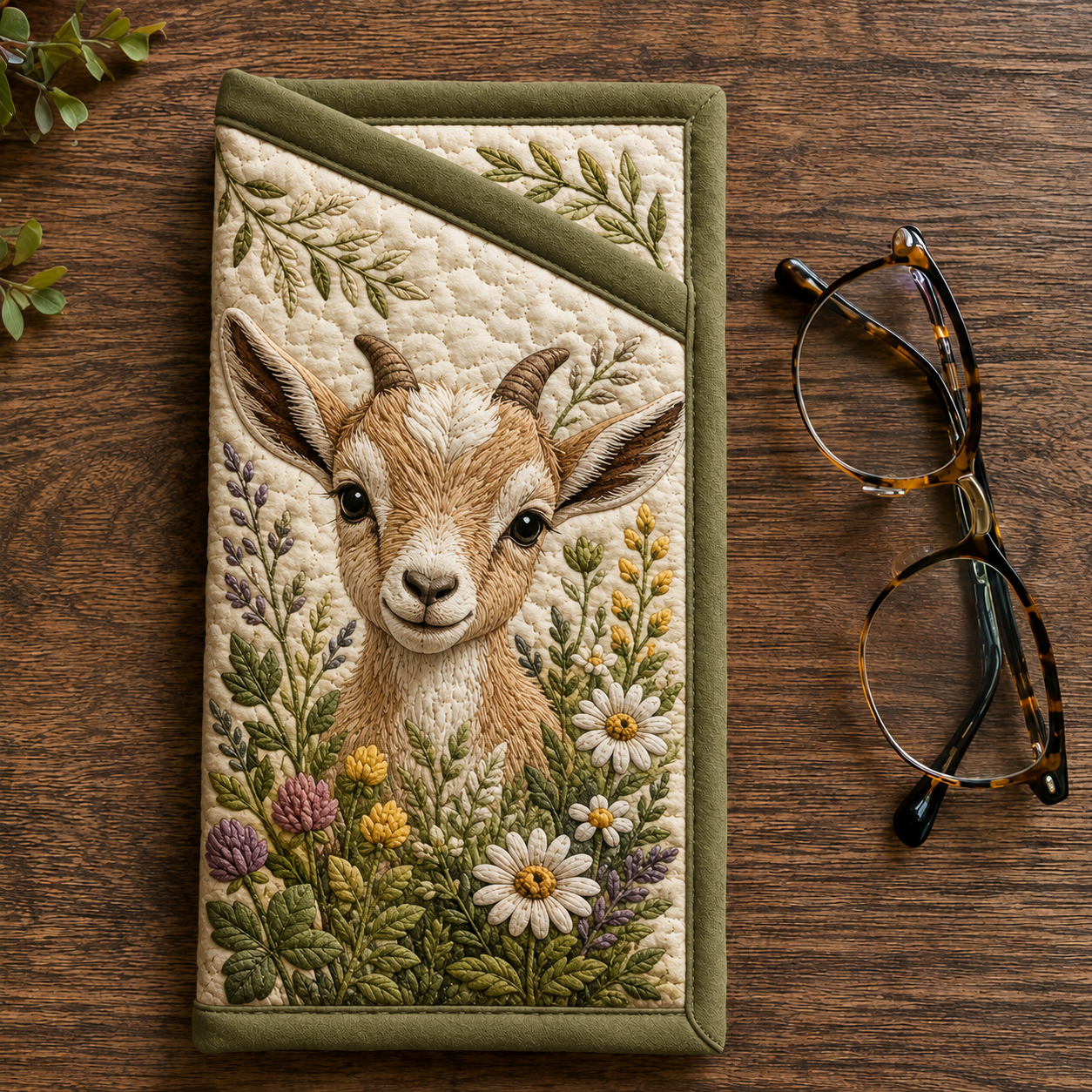 Wildflower Fawn Quilted Eyeglass Case