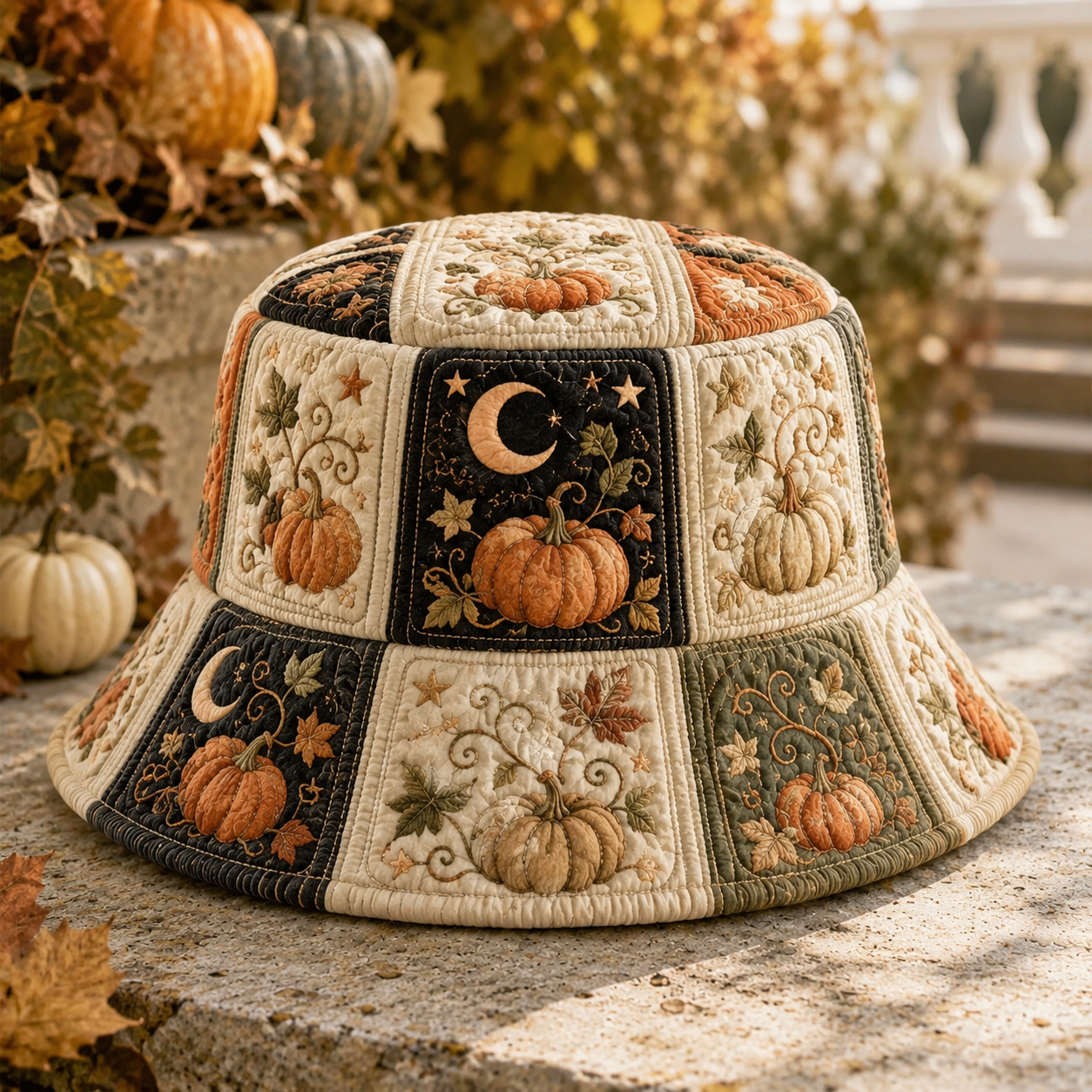 Pumpkin Moon Patchwork Quilted Fishing Hat