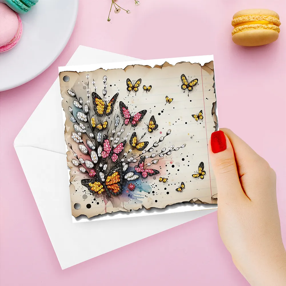 6pcs Diamond Painting Greeting Cards DIY Diamond Art Cards (Insect Butterfly)