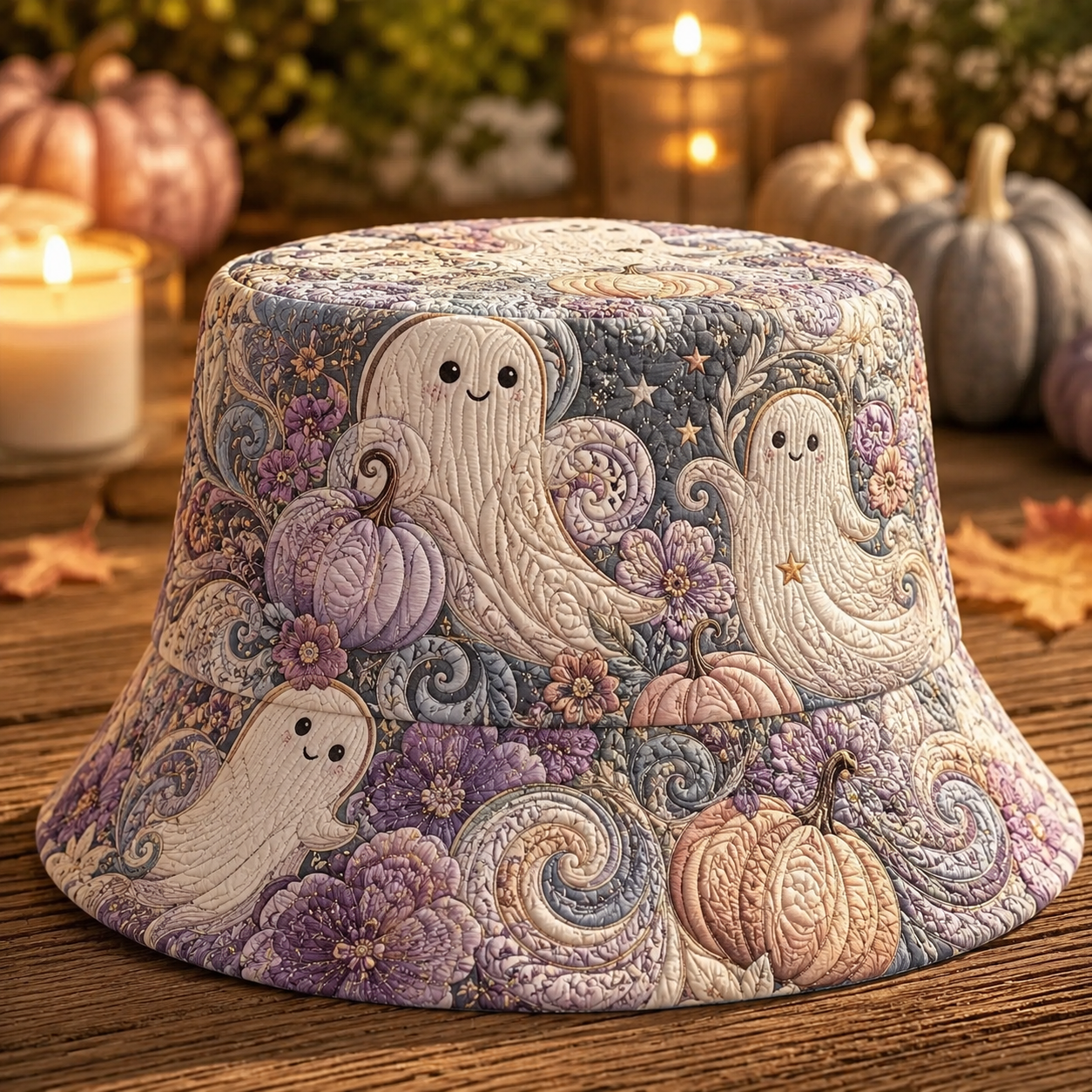 Pastel Ghost Garden Quilted Fishing Hat
