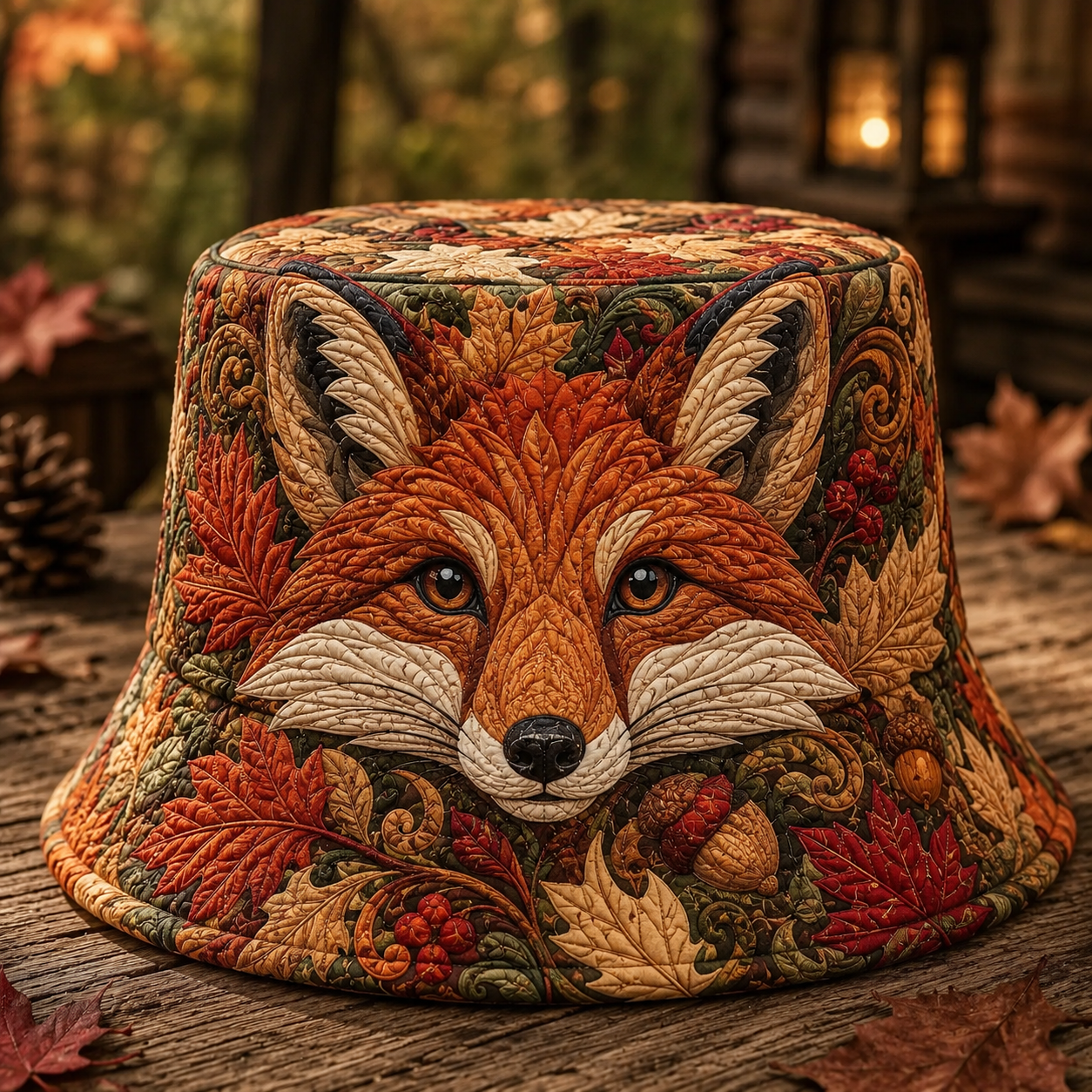 Autumn Fox Woodland Quilted Fishing Hat