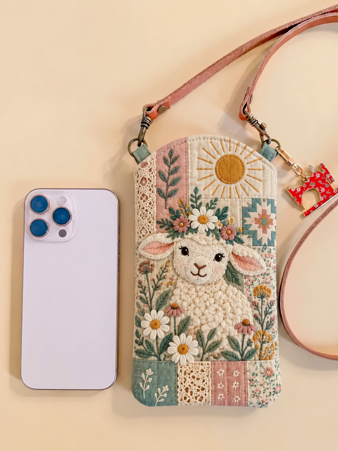 Sunny Lamb Meadow Quilted Slim Phone Crossbody Bag