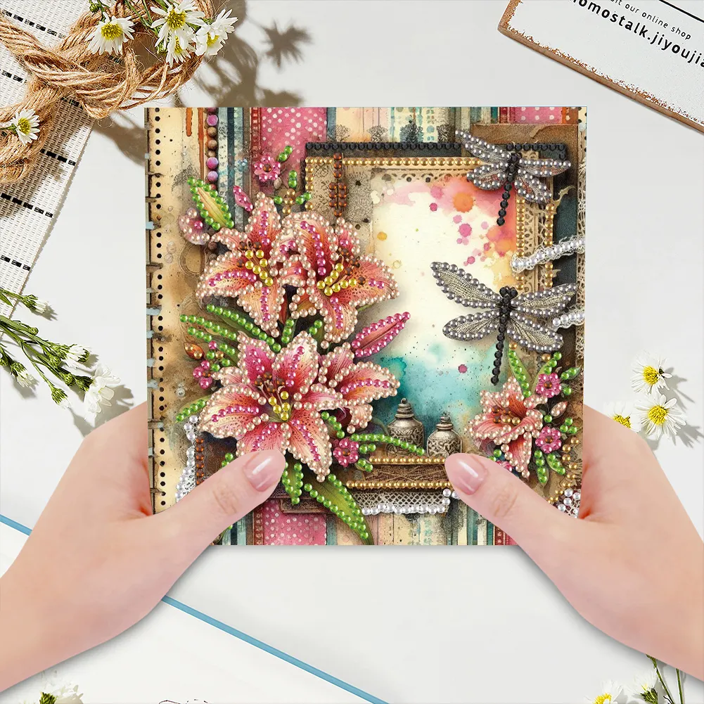 6pcs Diamond Painting Greeting Cards Diamond Art Cards for Adults(Flower Scene)