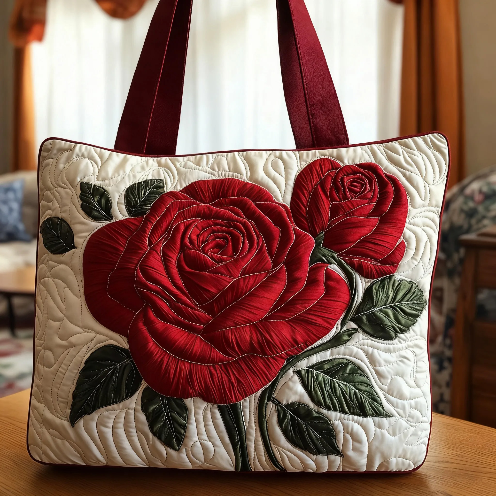 Big Rose Series Quilted Tote Bag