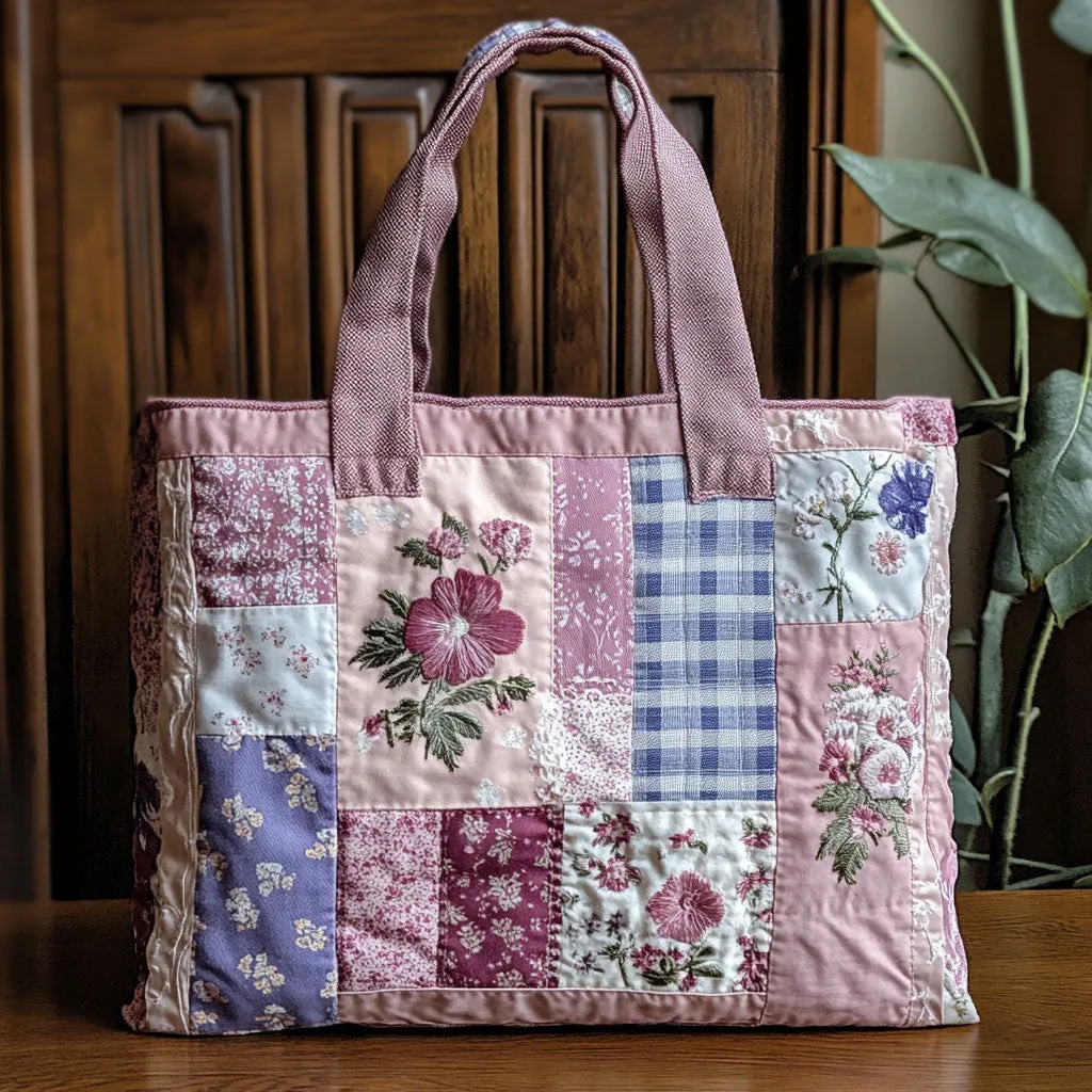 Vintage Patchwork Bloom CW2409025CL Quilted Tote Bag