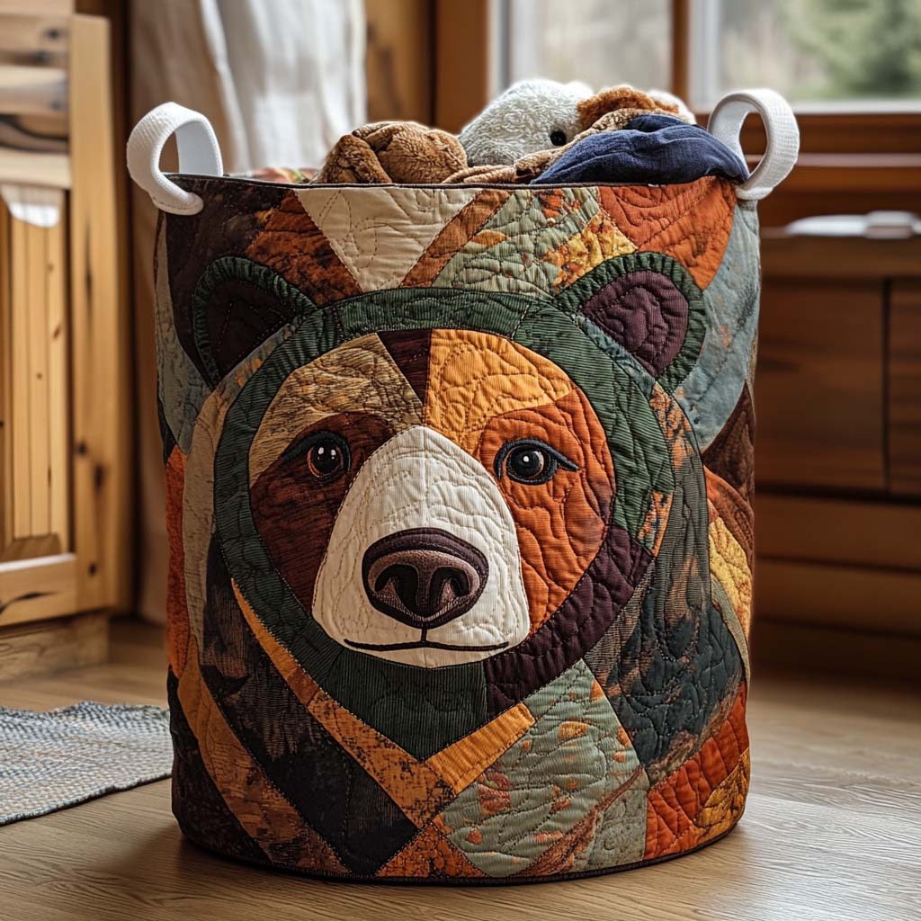 Bear Quilted Laundry Basket NCU0QN011