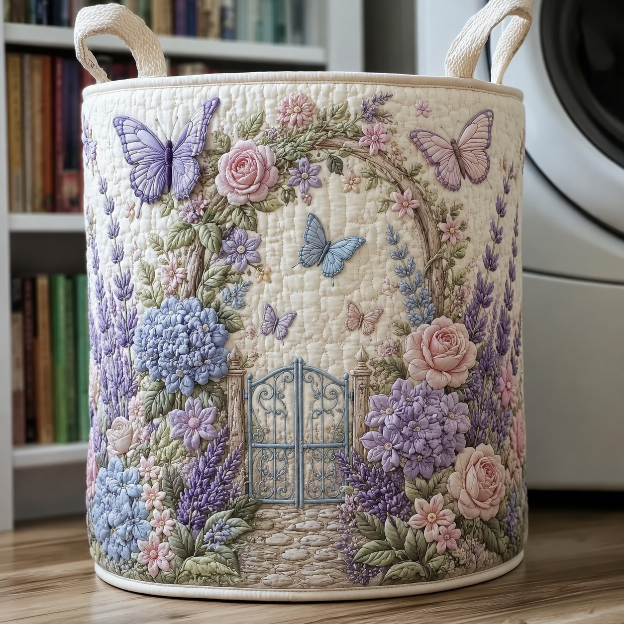 Butterfly Garden Quilted Laundry Basket