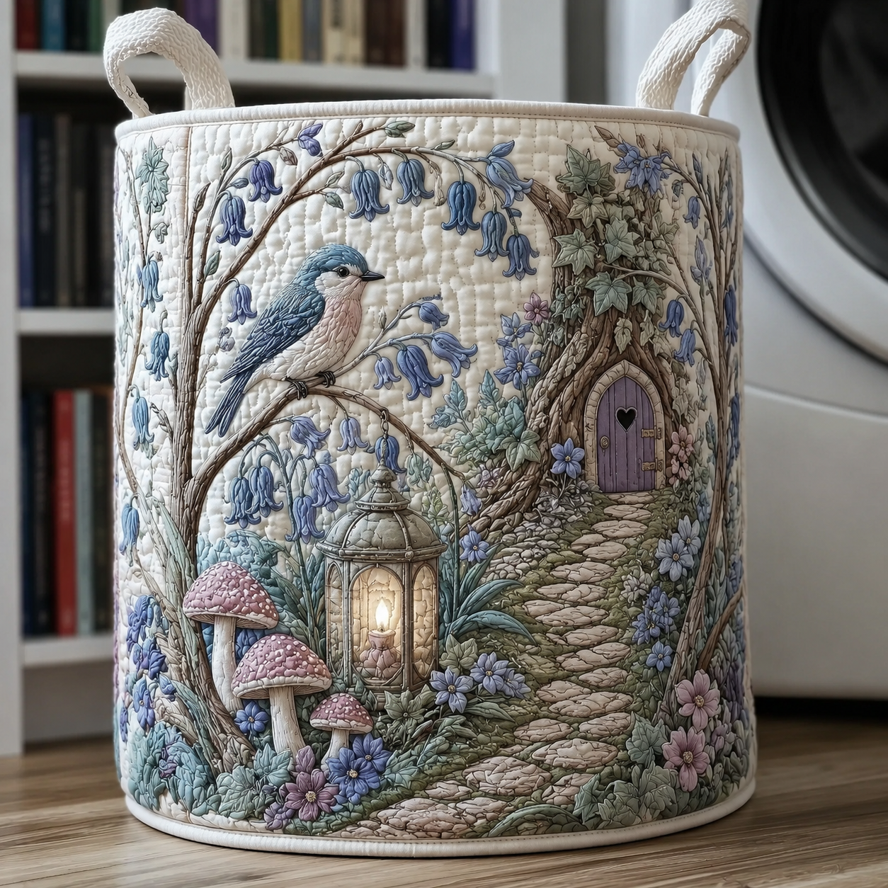 Bluebird & Enchanted Path Quilted Laundry Basket