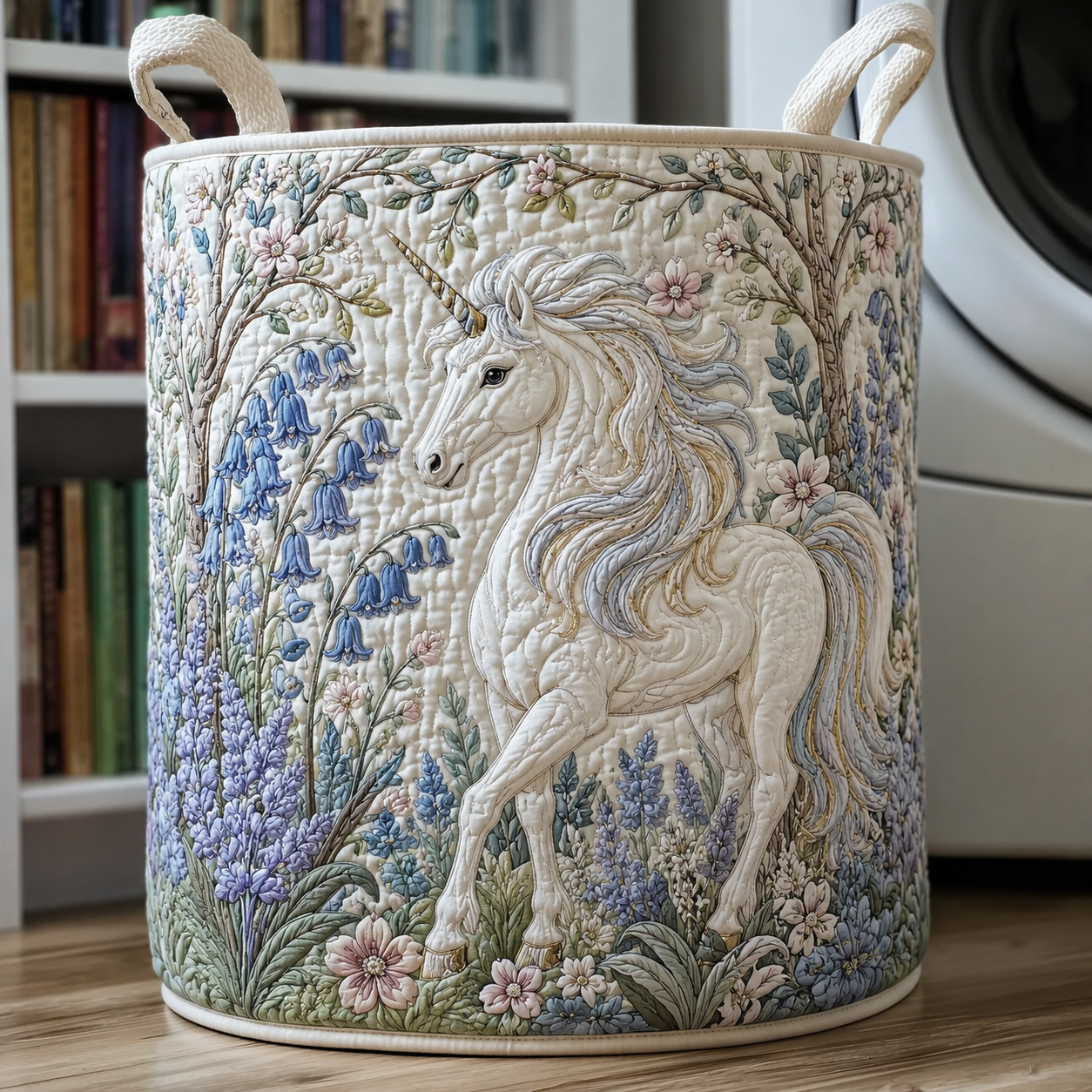 Unicorn & Bluebell Quilted Laundry Basket