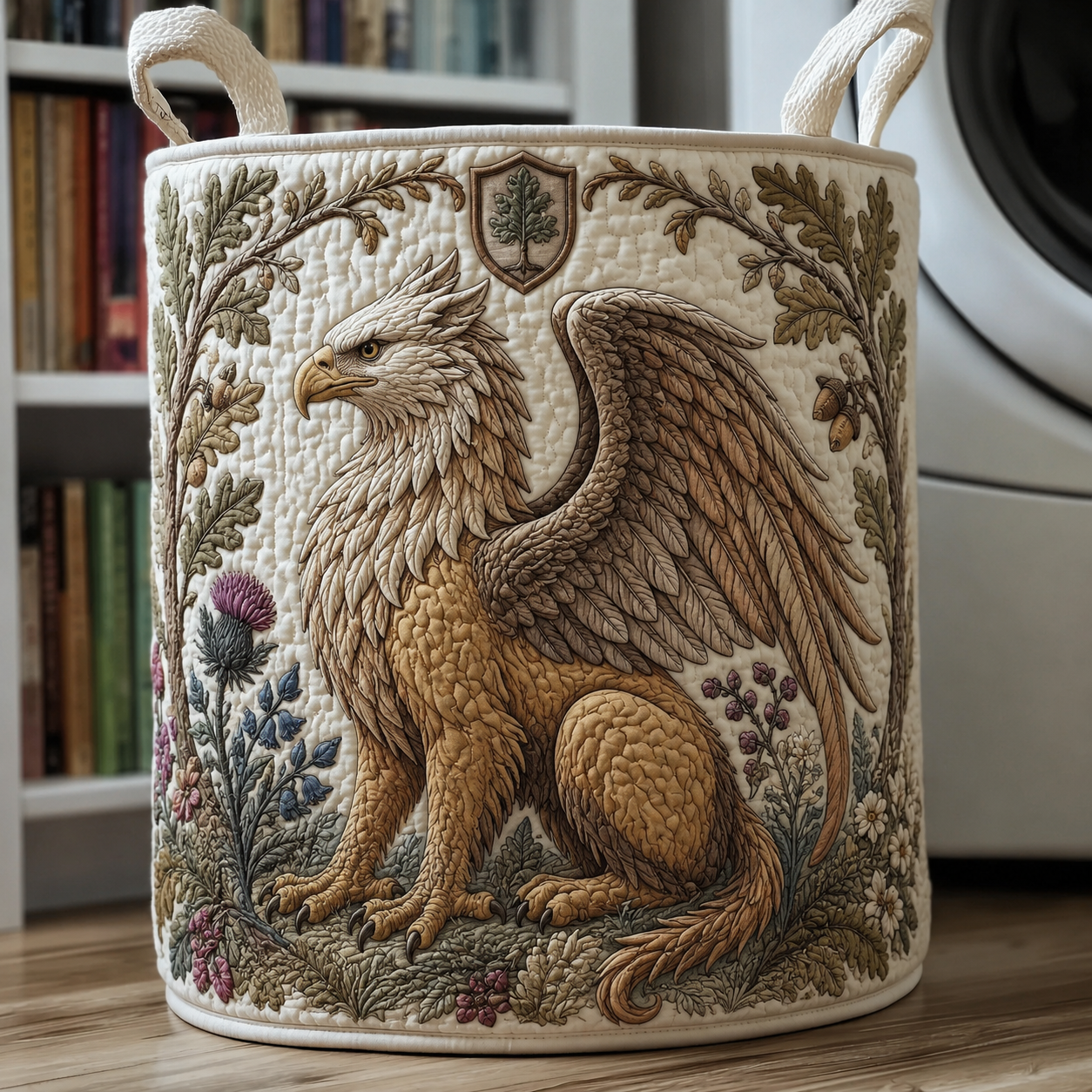 Griffin & Oak Tree Quilted Laundry Basket