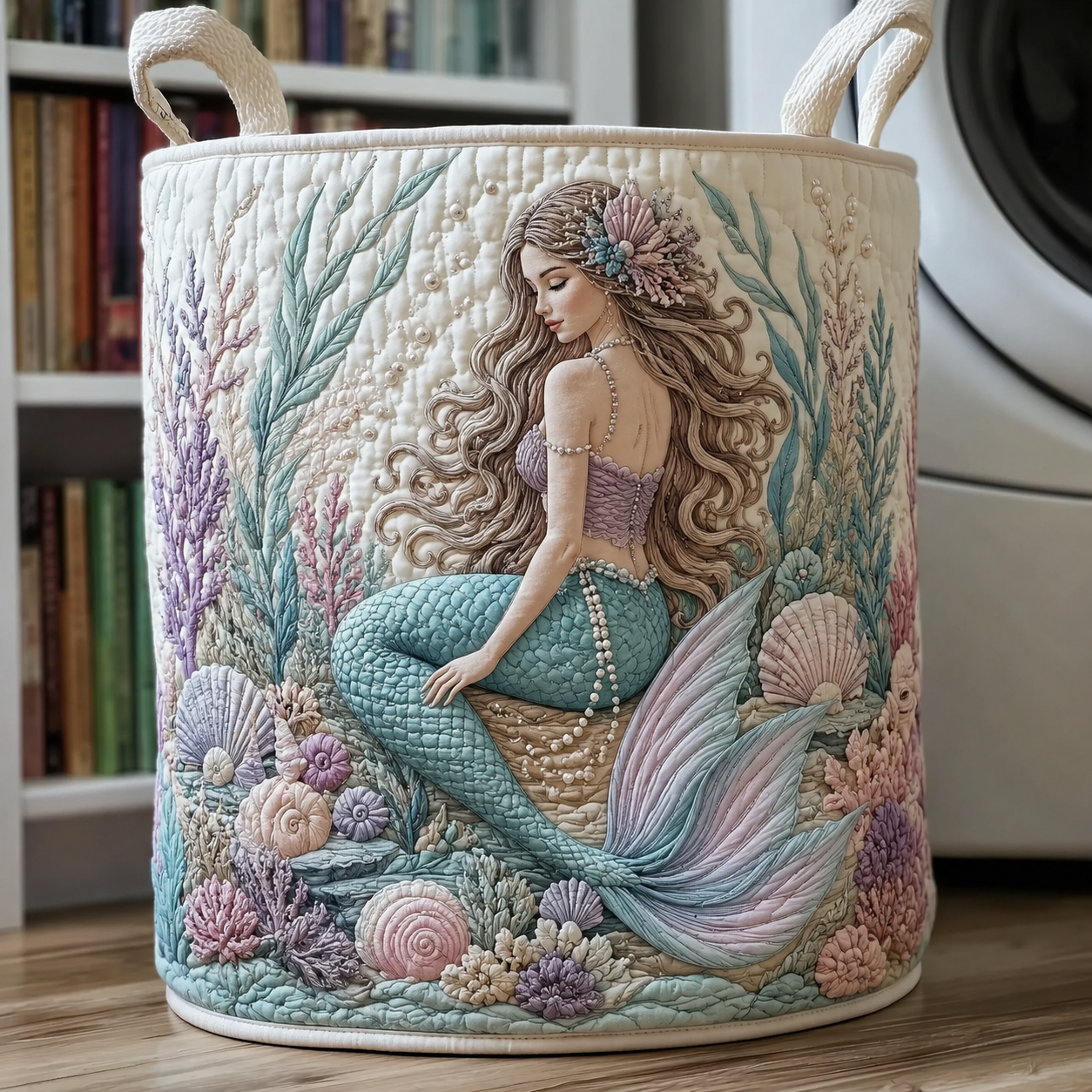 Mermaid & Ocean Quilted Laundry Basket