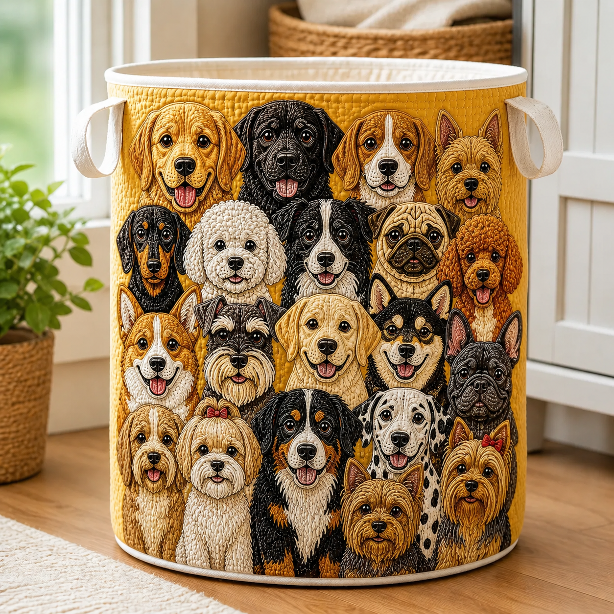 Dog Lover Quilted Laundry Basket