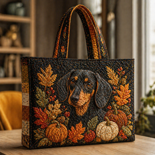 Herbsttasche Dackel mit Kürbissen