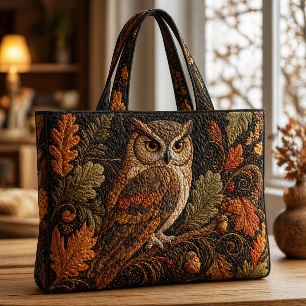 Herbsttasche Waldeule im Eichenlaub