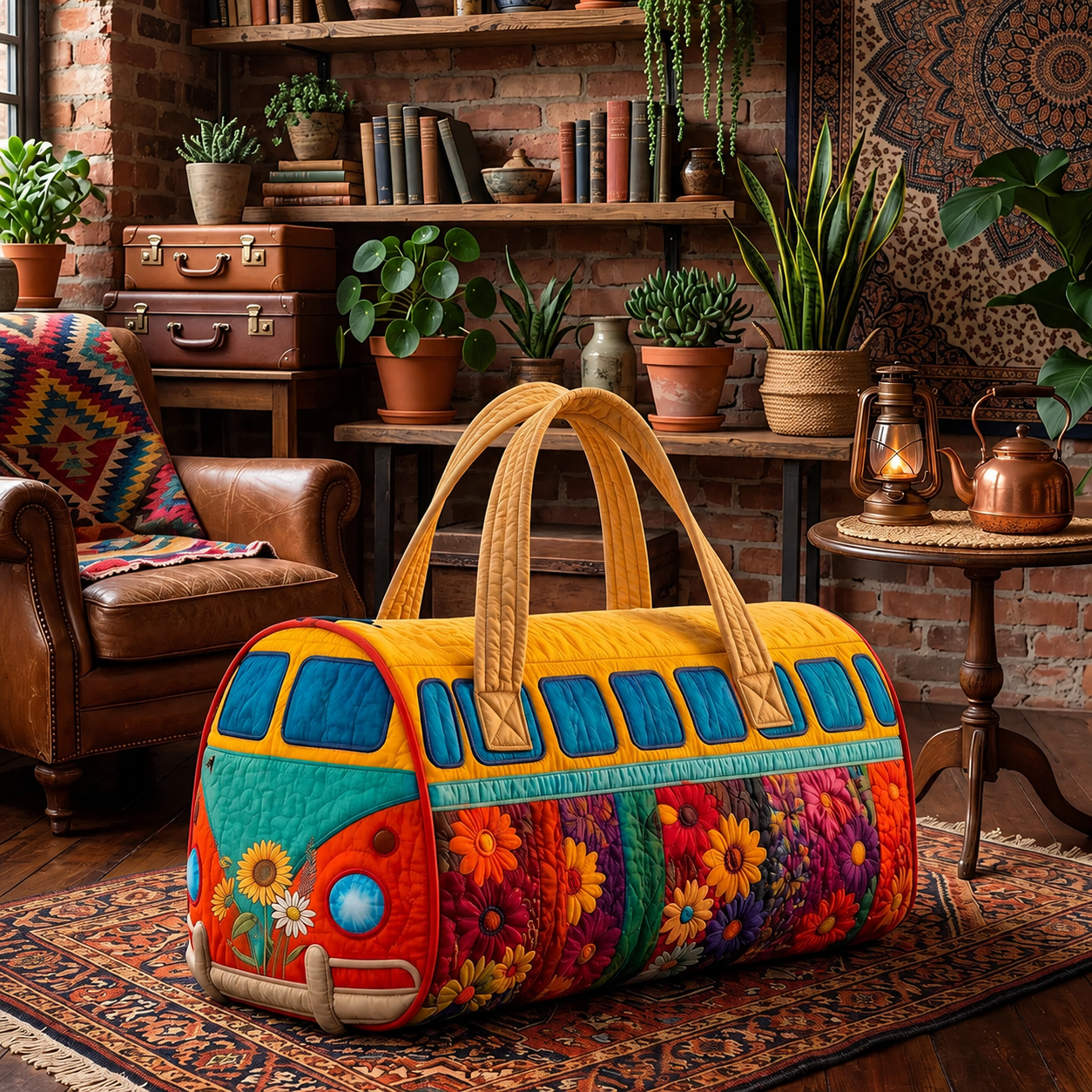 Sunny Floral Camping Quilted Duffle Bag