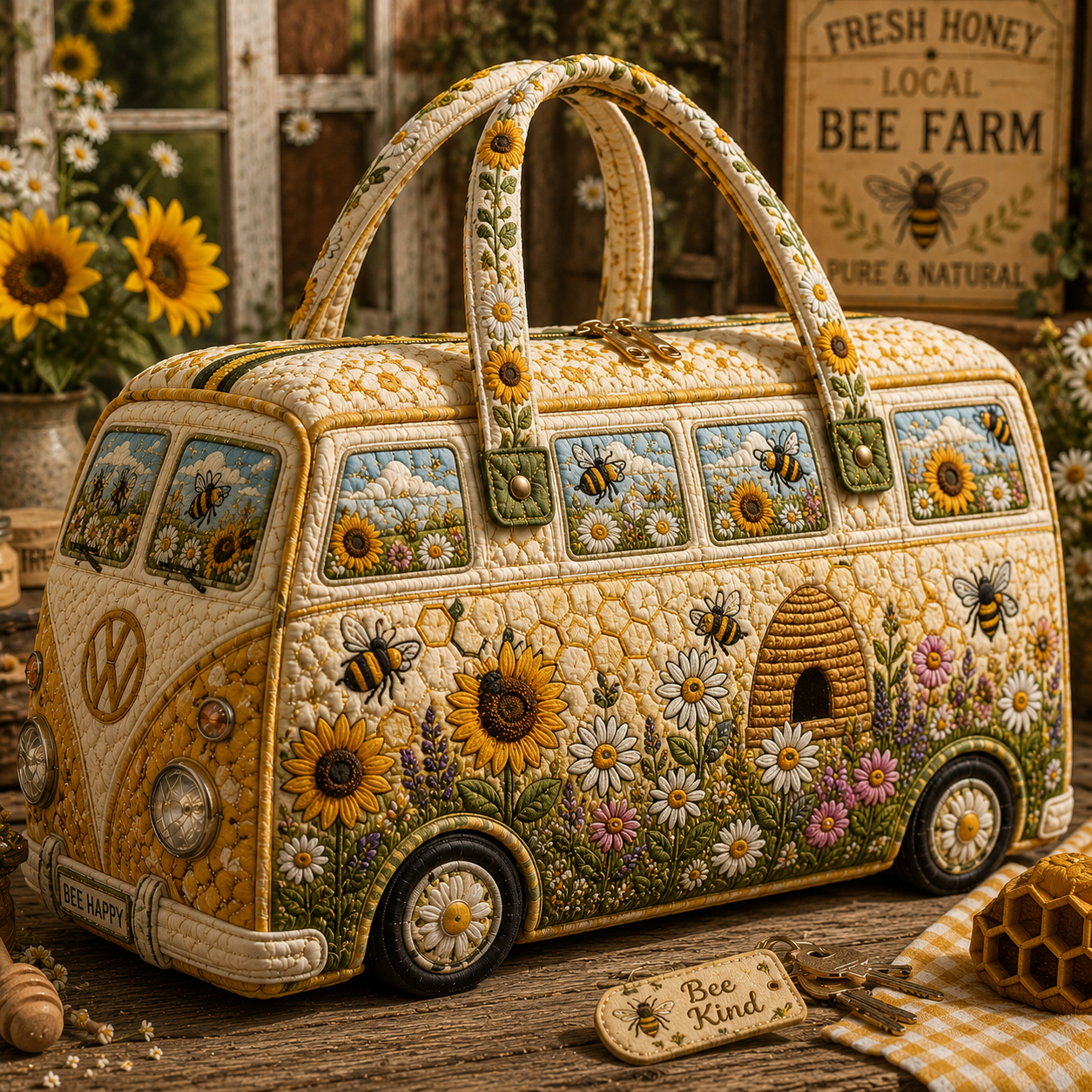 Bee Garden Quilted Duffle Bag