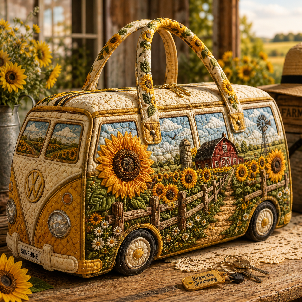 Sunflower Farm Quilted Duffle Bag