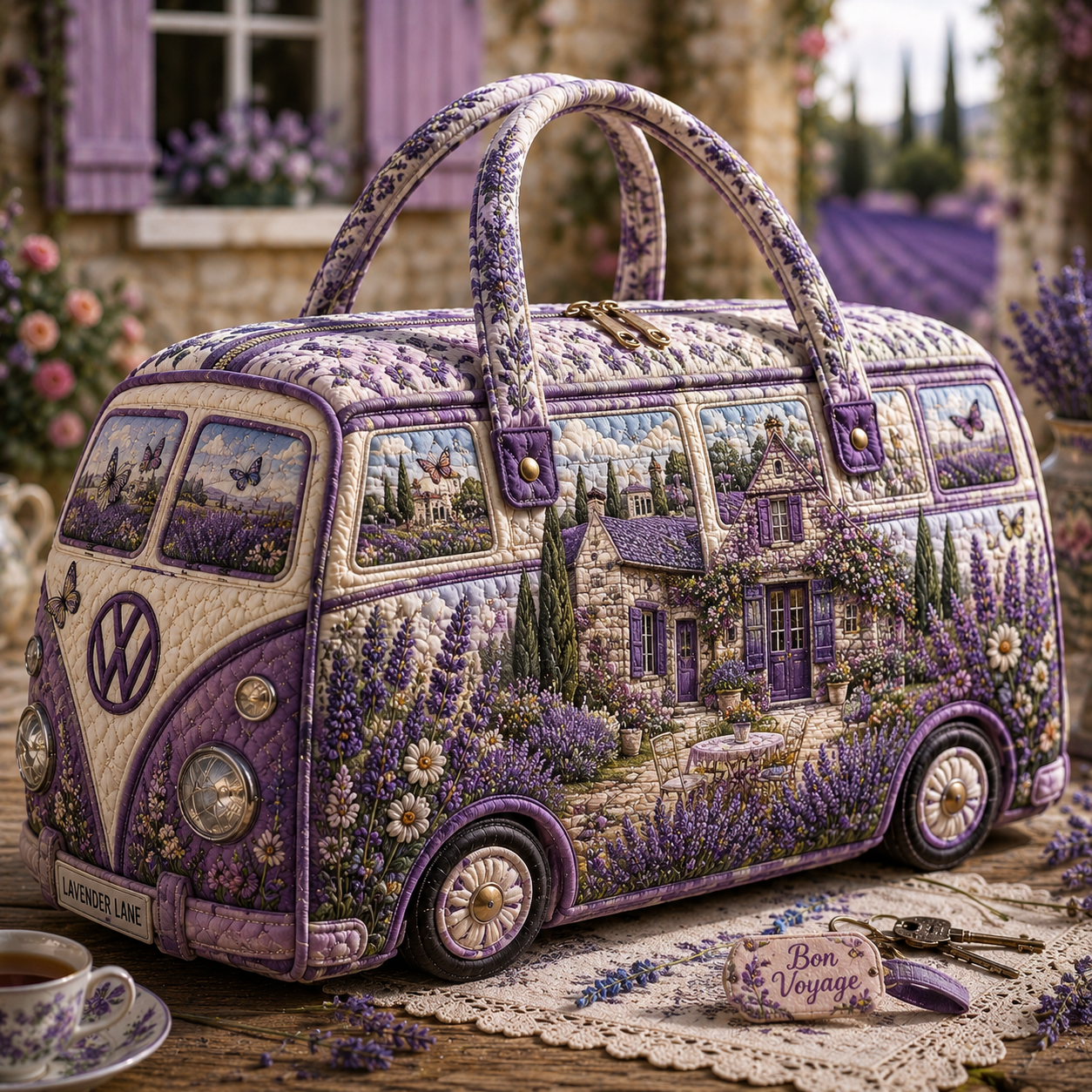 Lavender Cottage Quilted Duffle Bag