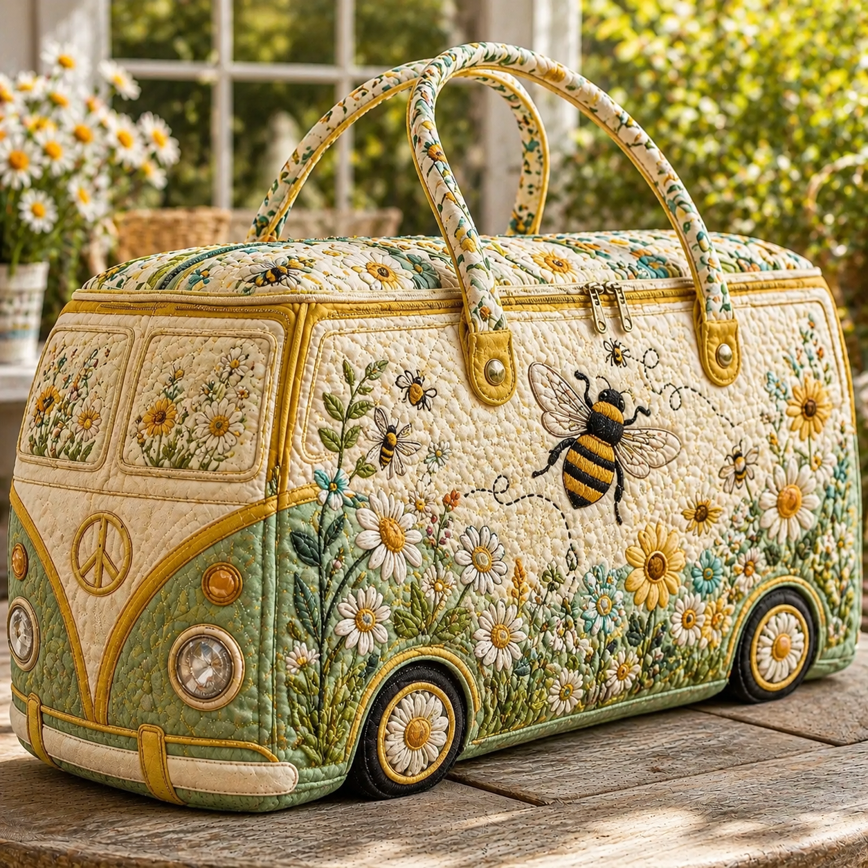 Bluebird Blossom Quilted Duffle Bag