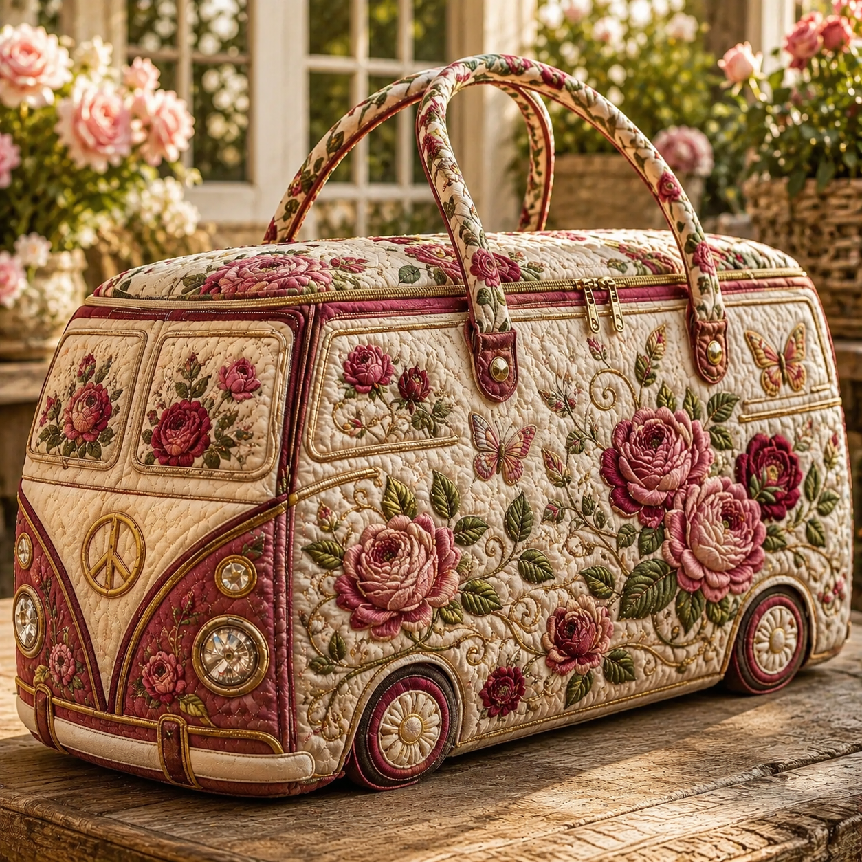 Patchwork Wildflower Quilted Duffle Bag