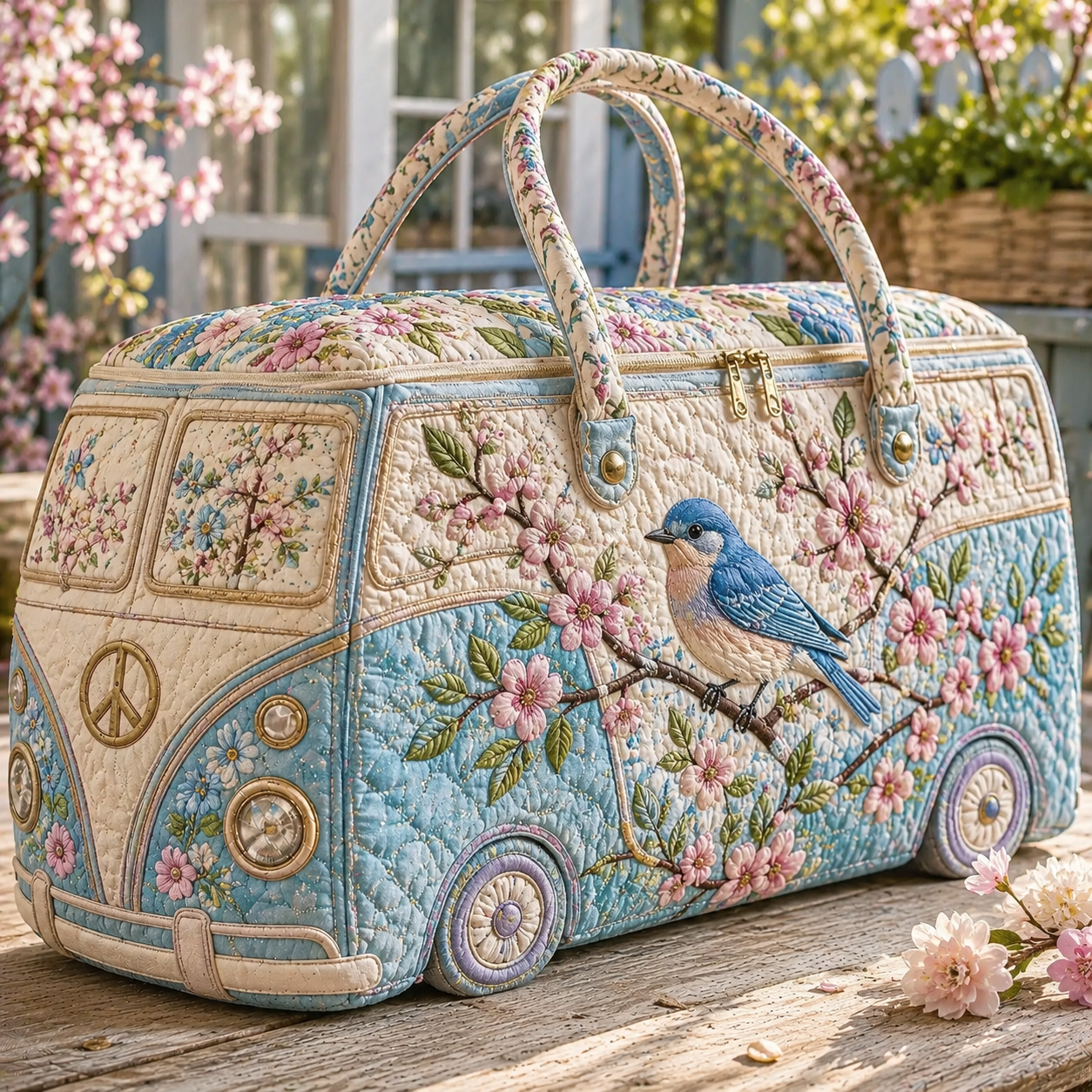 Lavender Countryside Quilted Duffle Bag