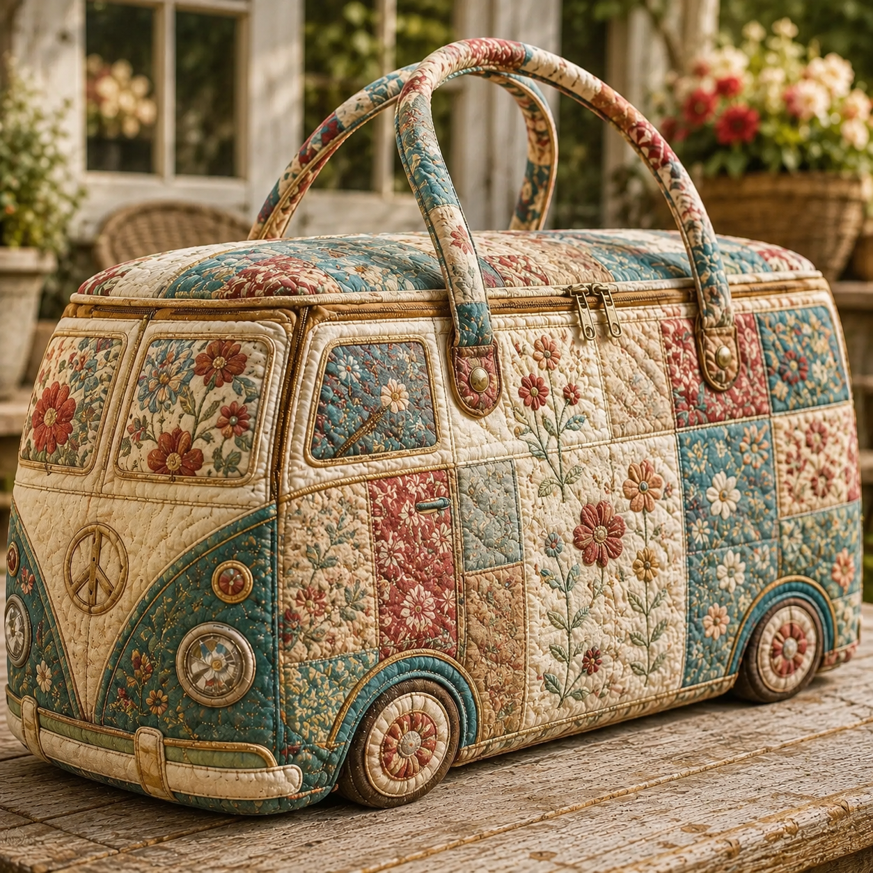 Tropical Hummingbird Quilted Duffle Bag