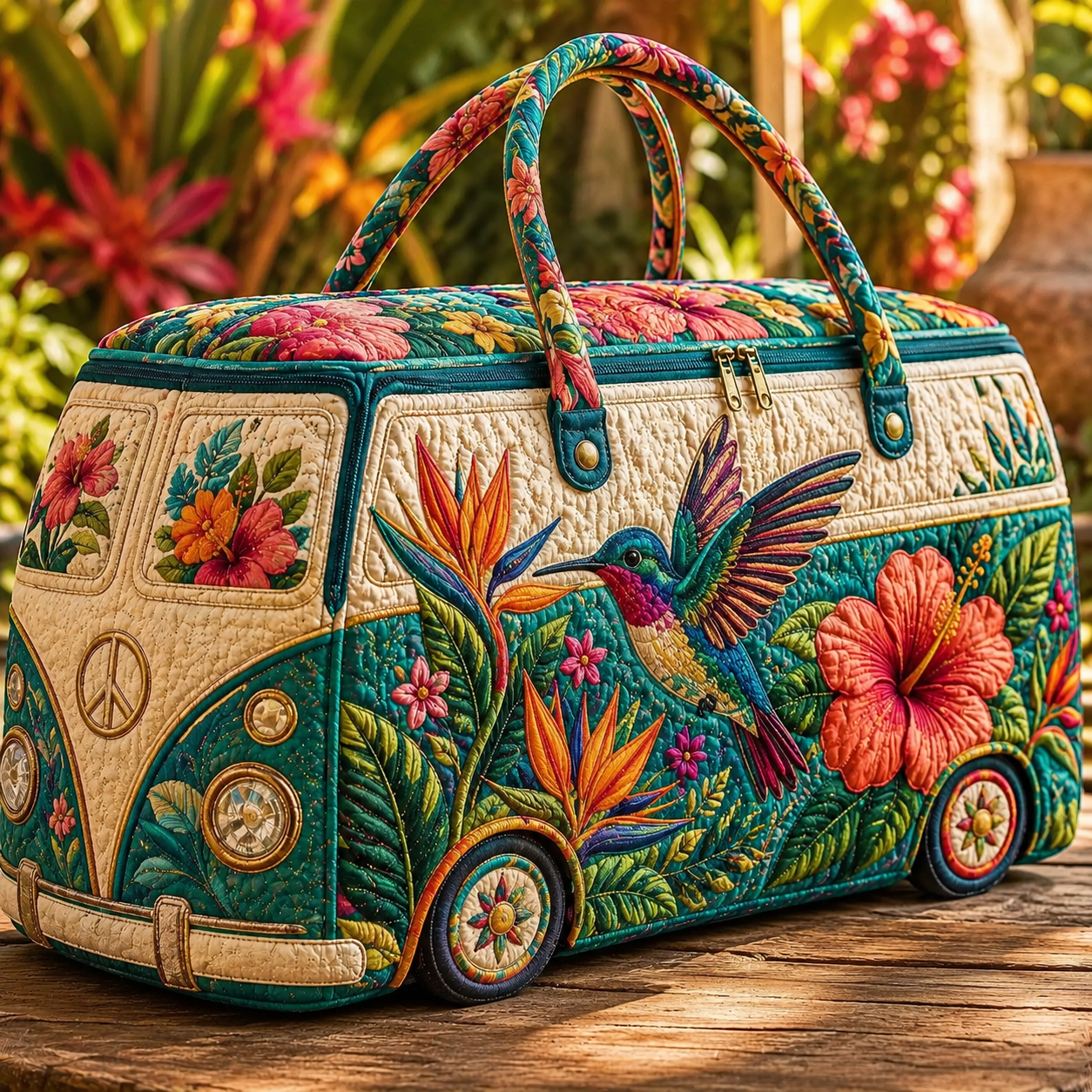 Spring Robin Blossom Quilted Duffle Bag