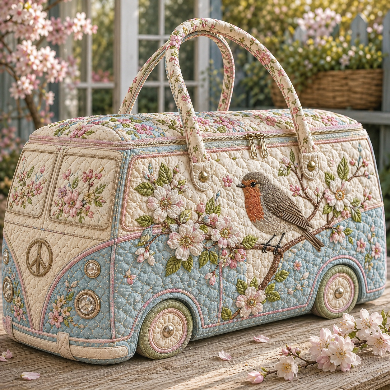 Goldfinch Daisy Garden Quilted Duffle Bag