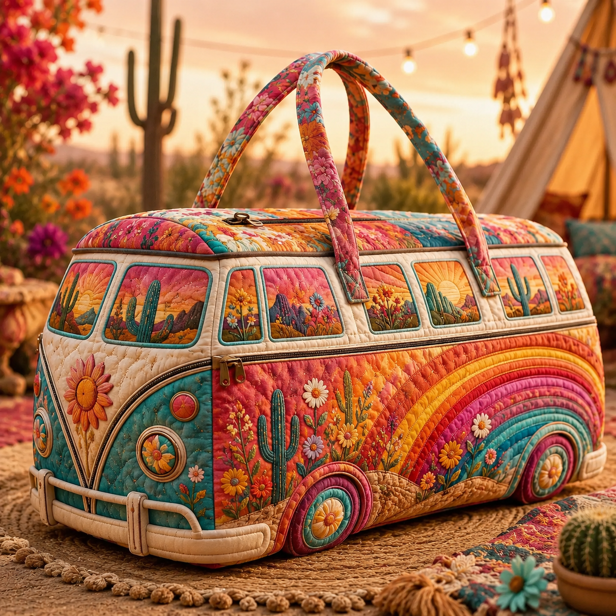 Southwest Rainbow Desert Quilted Duffle Bag