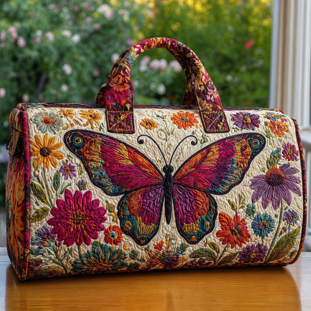 Bohemian Butterfly Quilted Duffle Bag