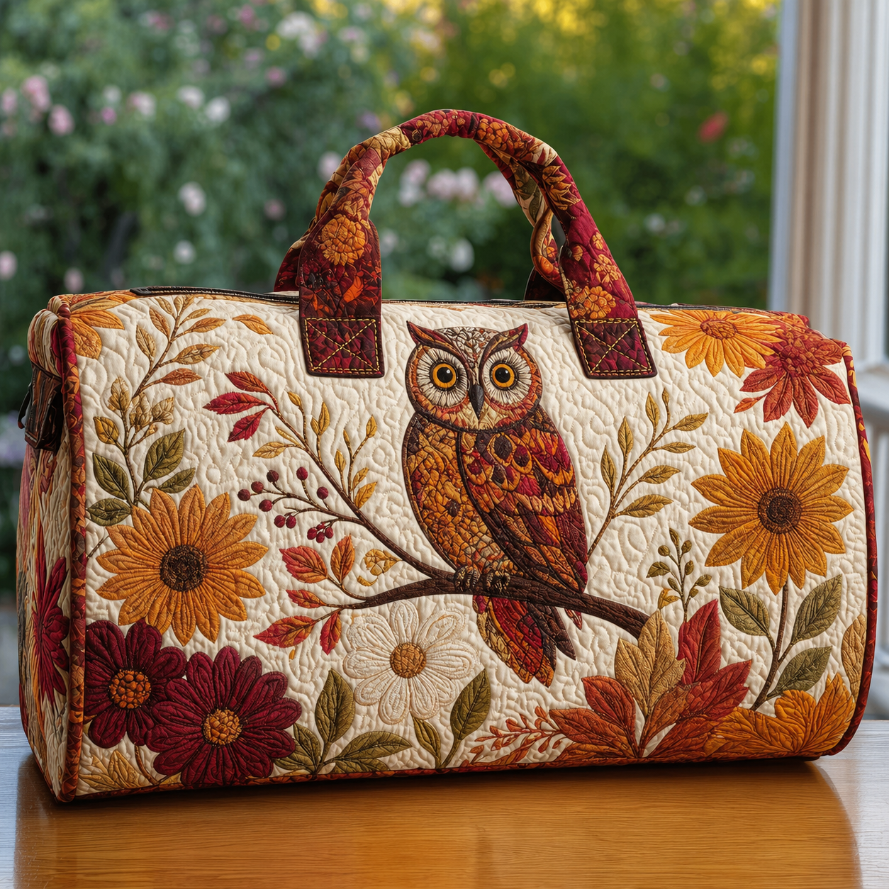 Autumn Owl Quilted Duffle Bag