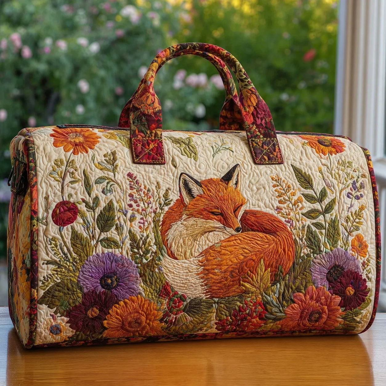 Sleeping Fox Quilted Duffle Bag