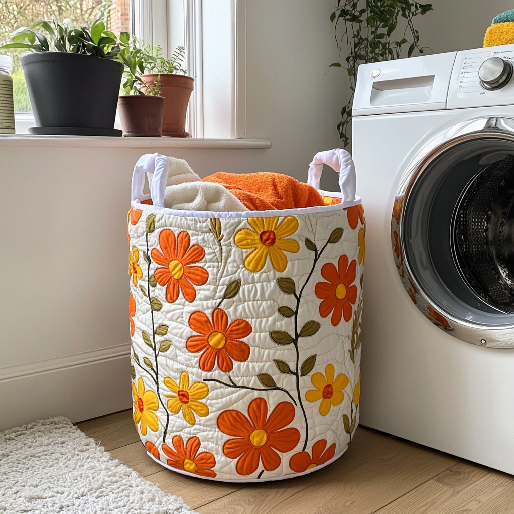 Floral Joy Quilted Laundry Basket NCU0DDK559