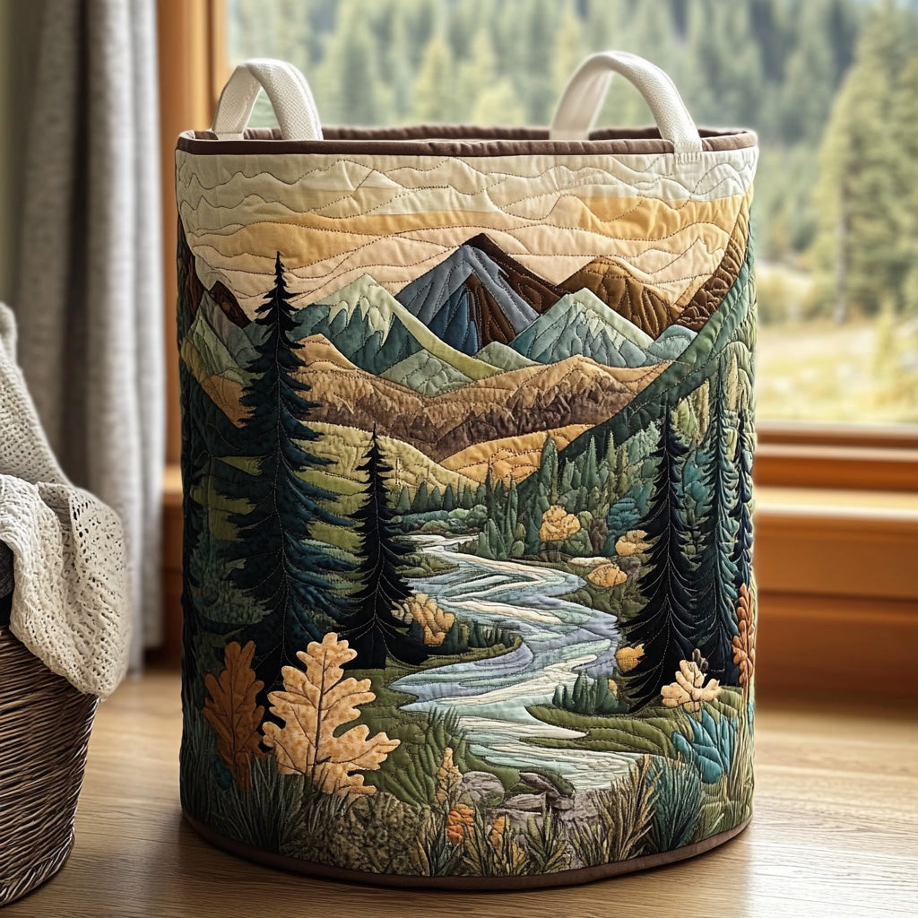 Forest Stream Quilted Laundry Basket NCU0PVL713