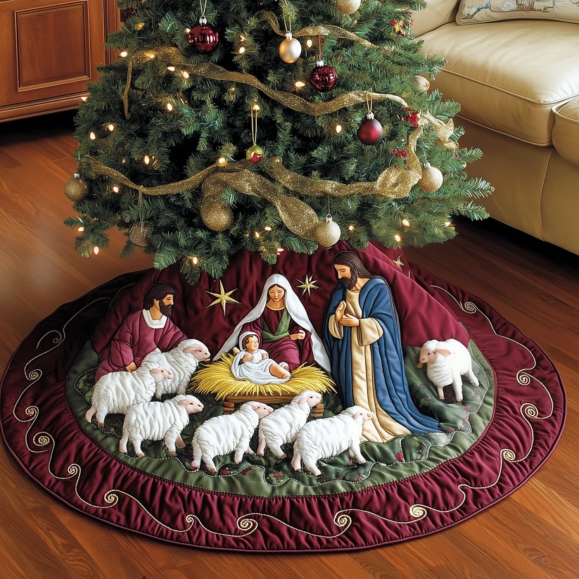 Nativity Scene Quilted Tree Skirt