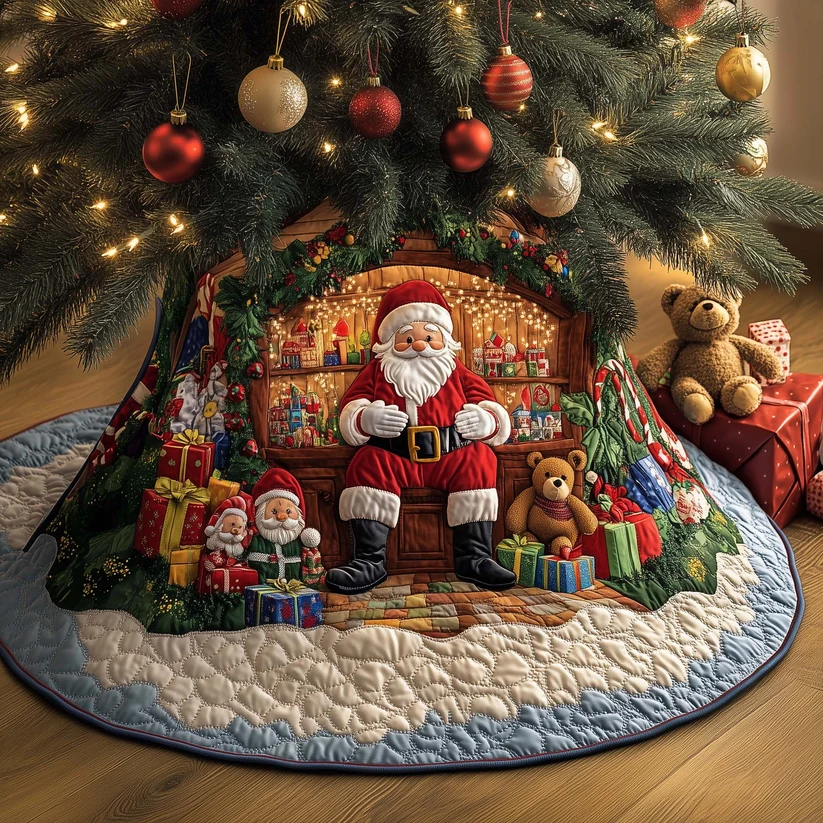 Santa Workshop Wonder Quilted Tree Skirt