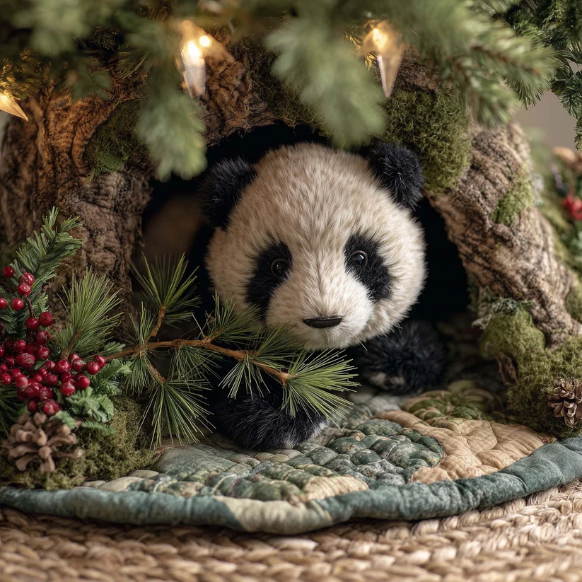 Panda Cub Quilted Tree Skirt